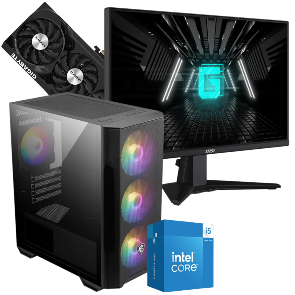 Setup Gamer Special Pc de Bureau Gaming / i5-14400F / RTX 4070 12G / 32 Go Avec Écran Gaming MSI 24.5" Full HD IPS / 180 Hz