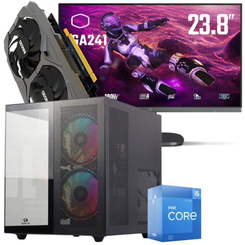 Setup Gamer Special Pc de Bureau Gaming / i5-12400F / GTX 1650 4G / 16 Go Avec Écran Gaming Cooler Master 24" Full HD VA / 100 Hz