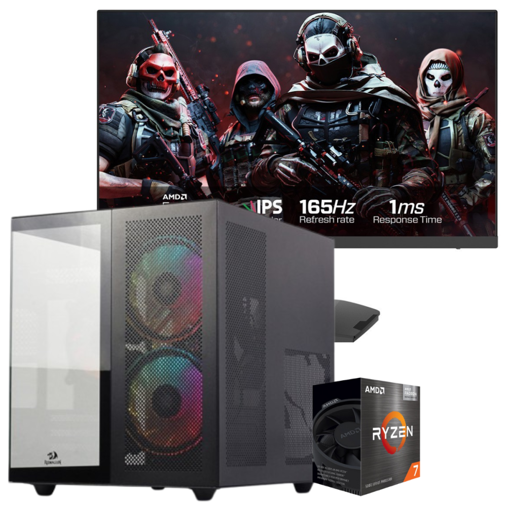 Setup Gamer Special Pc de Bureau Gaming / Ryzen 7 5700G / Vega 8 / 16 Go Avec Écran Gaming Redragon 24" Full HD IPS / 180 Hz