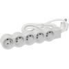 Multiprise extra-plate 5 prises 2P+T 16A 3680W 3M blanc et gris clair