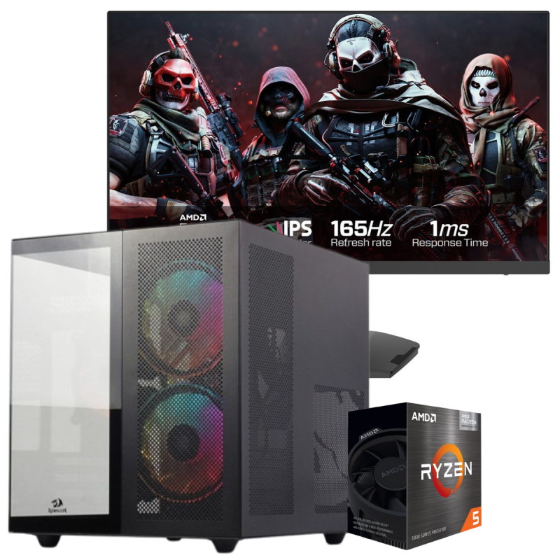 Setup Gamer Special Pc de Bureau Gaming / Ryzen 5 5600GT / Vega 7 / 16 Go Avec Écran Gaming Cooler Master 24" Full HD VA / 100 Hz