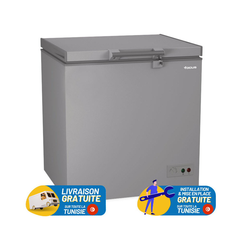 CONGELATEUR HORIZONTAL FOCUS 200 LITRES SILVER / PORTE INOX / FC-2001X