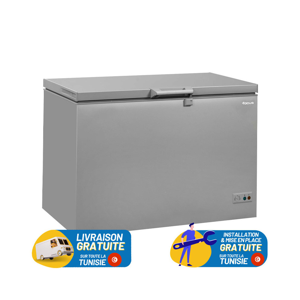 CONGELATEUR HORIZONTAL FOCUS 305 LITRES SILVER / PORTE INOX / FC-3001X