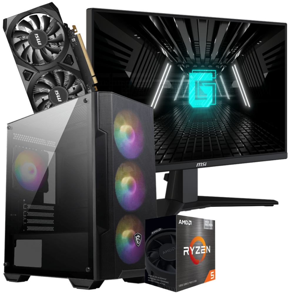 Setup Gamer Special Pc de Bureau Gaming / Ryzen 5 5500 / RTX 3050 6G / 32 Go Avec Écran Gaming MSI 24.5" Full HD IPS / 180 Hz