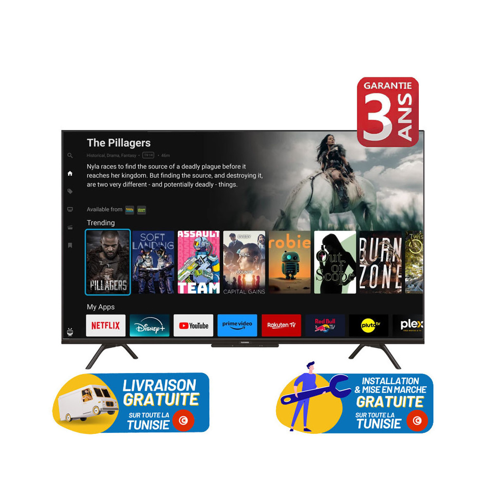 TV TELEFUNKEN 50" QLED 4K UHD GOOGLE TV AVEC RECEPTEUR INTEGREE / TV50G4E