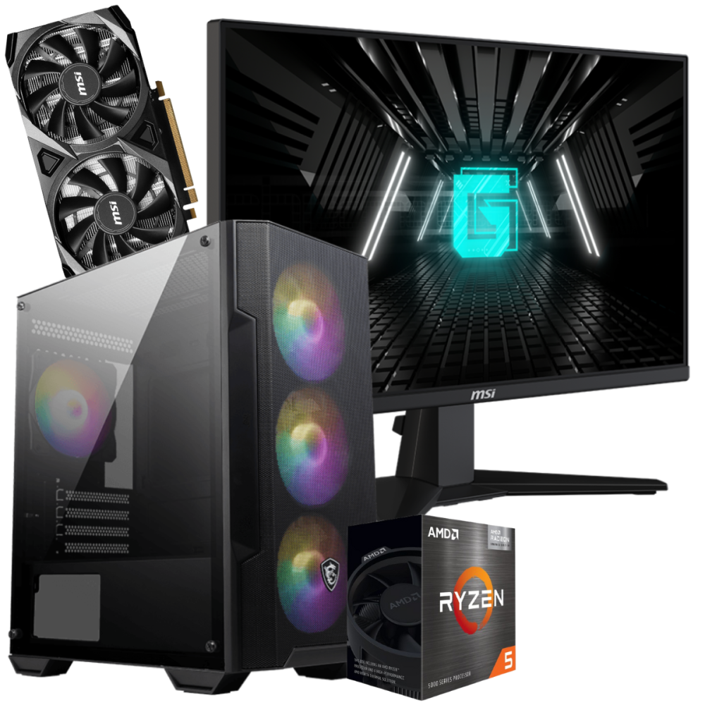 Setup Gamer Special Pc de Bureau Gaming / Ryzen 5 5600 / RTX 3050 8G / 16 Go Avec Écran Gaming MSI 24.5" Full HD IPS / 180 Hz