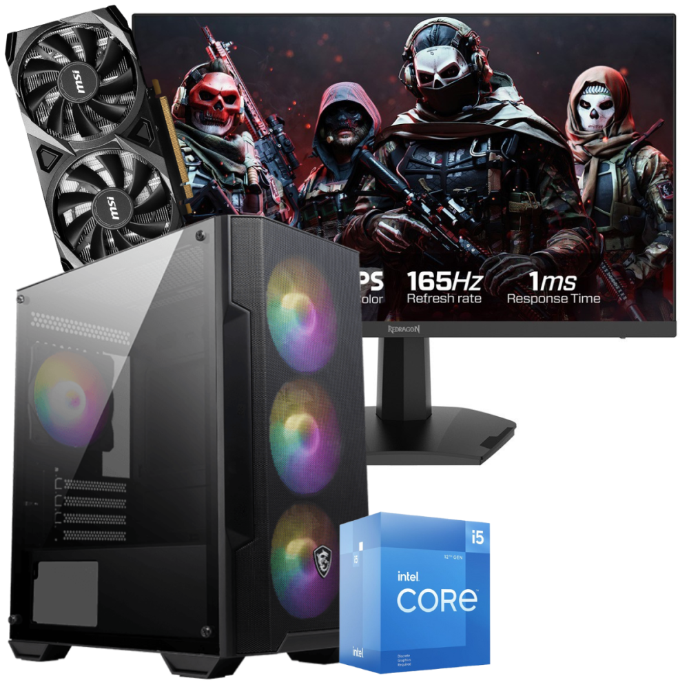 Setup Gamer Special Pc de Bureau Gaming / i5-12400F / RTX 3050 8G / 16 Go Avec Écran Gaming Redragon 24" Full HD IPS / 180 Hz