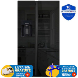 Réfrigérateur Side By Side Hyundai Inverter 556L Avec Distributeur d'eau No Frost Verre Noir - HYN-91SBSIM.BG