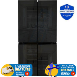 Réfrigérateur Side By Side Hyundai Inverter 617L NoFrost verre Noir Foncé