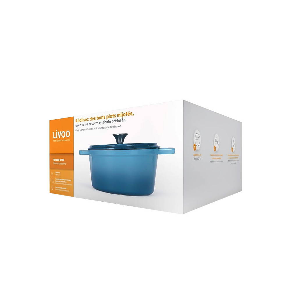 Cocotte Ronde Bleu 4 Litres / Bleu / MEP128B