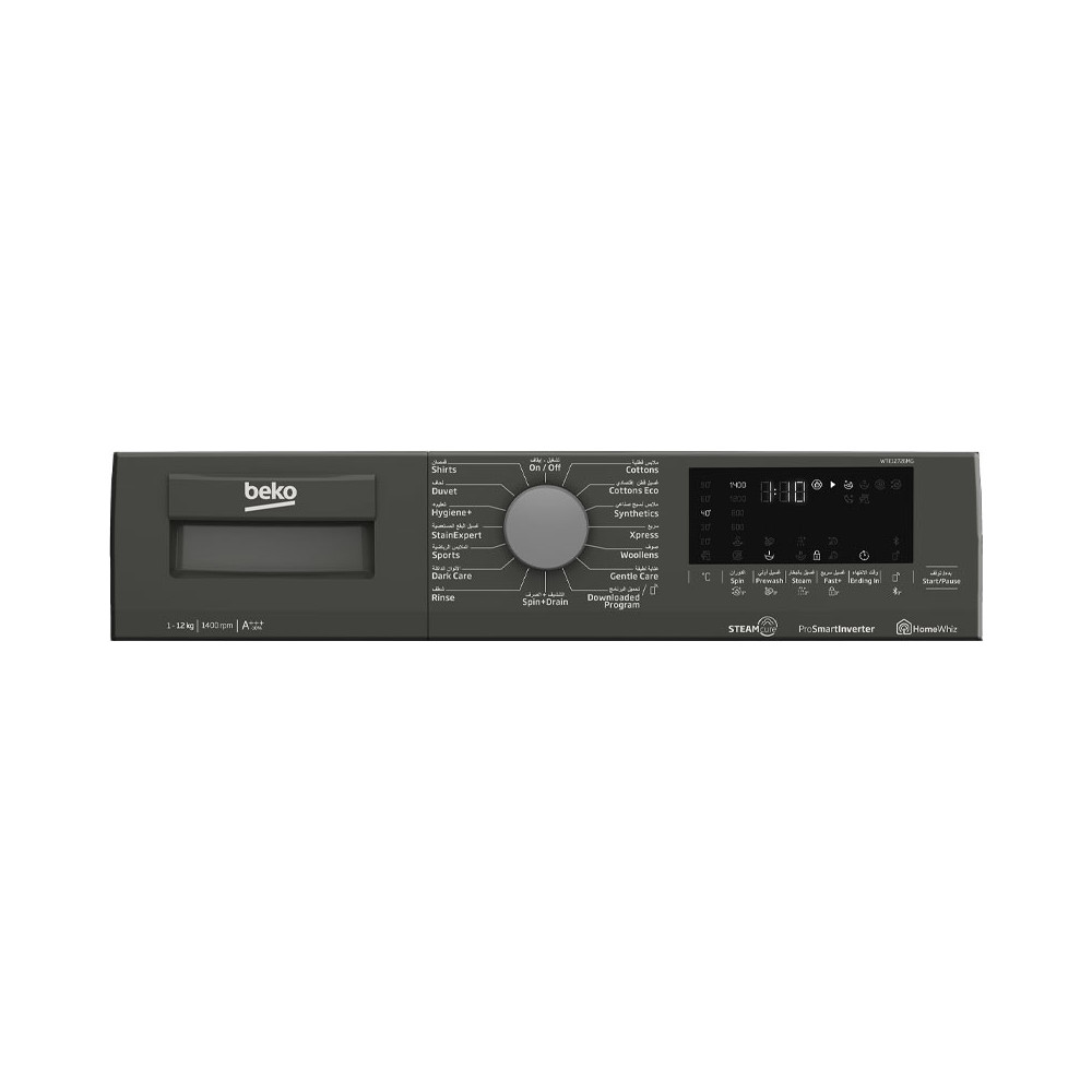 Machine a laver Beko 12kg 1400TR SMART INVERTER / Gris Foncé / WTE12726MG