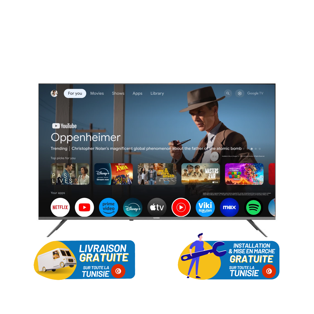 TV TELEFUNKEN  60” G3EN 4K GOOGLE TV AVEC RECEPTEUR INTEGRE