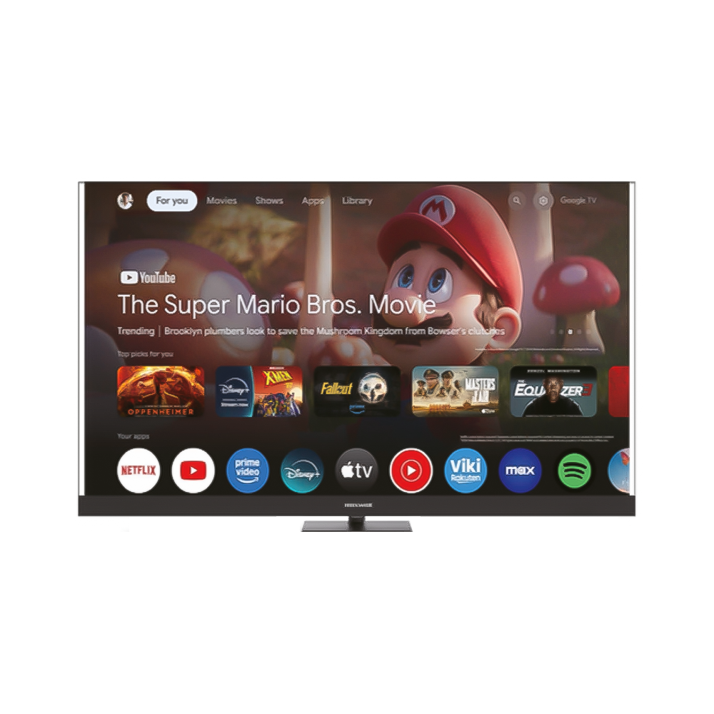 Téléviseur MAXWELL 55" QLED 4K UHD SMART GOOGLE TV avec RECEPTEUR INTEGRE et Barre de SON  / MAX-QA55MG60SB