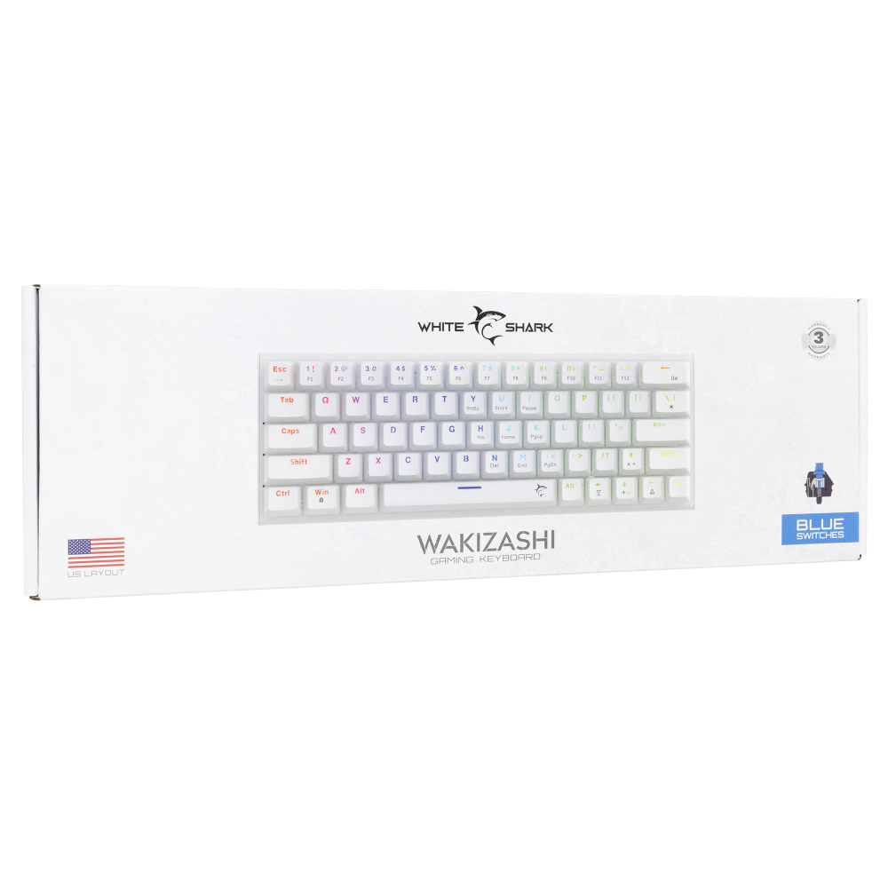 White Shark KEYBOARD GK-002221V2 WAKIZASHI /WHITE-BLUE SWITCHES
