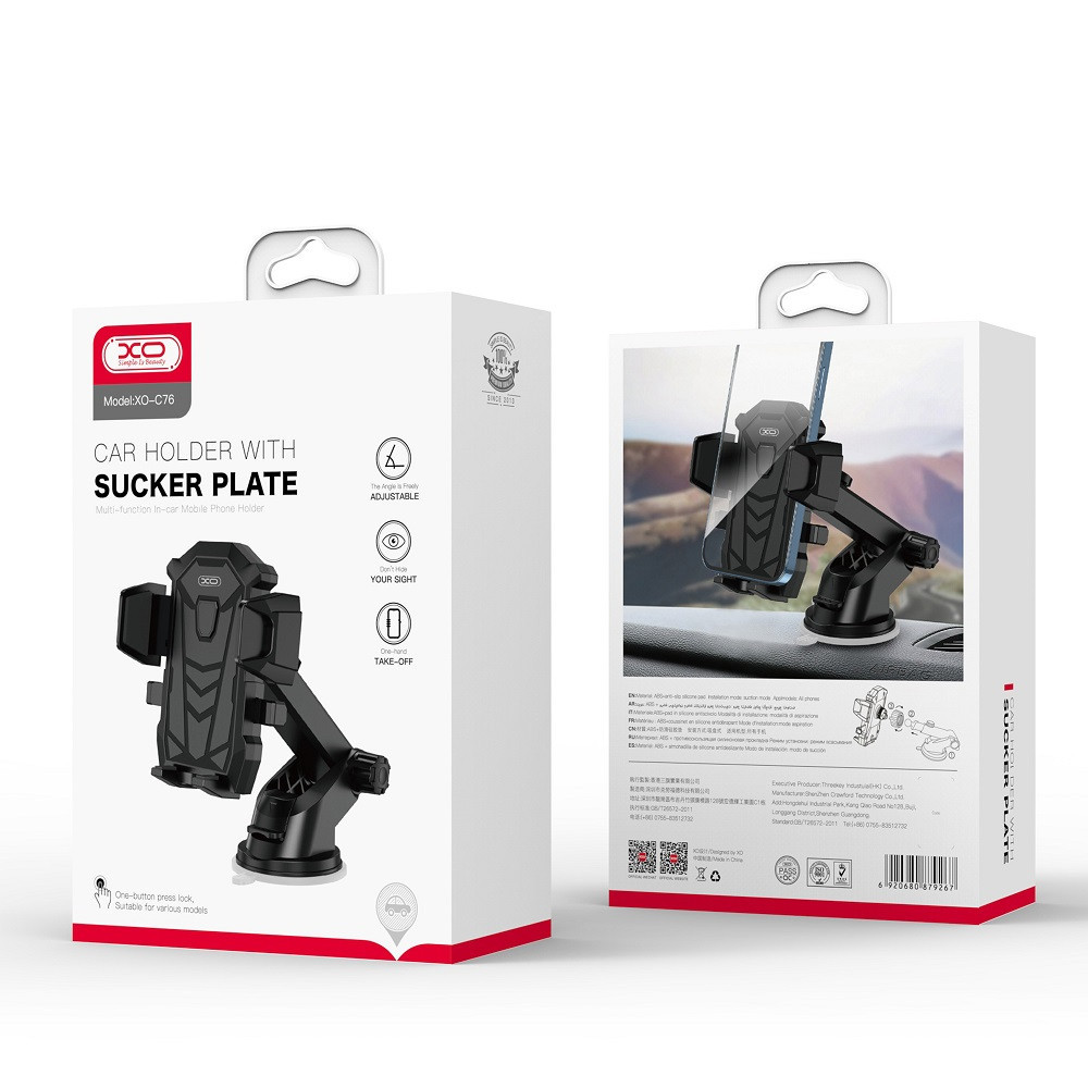 Support voiture XO C76 noir avec ventouse