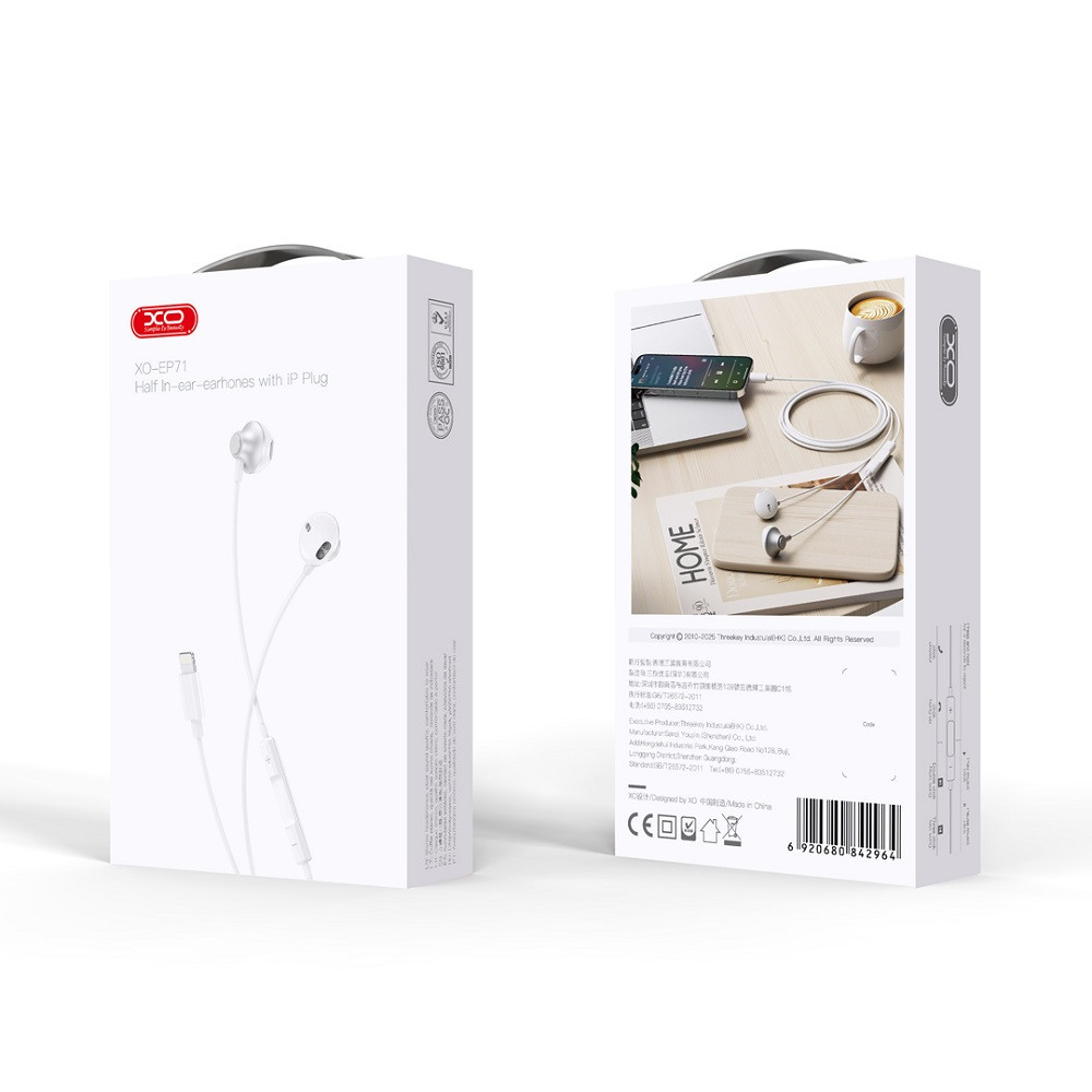 Écouteurs filaires XO EP71 Lightning blanc