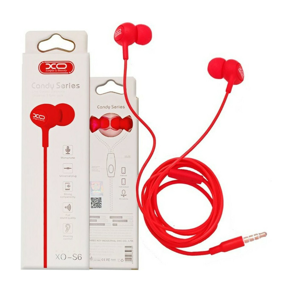 Écouteurs filaires XO S6 jack 3,5 mm rouge
