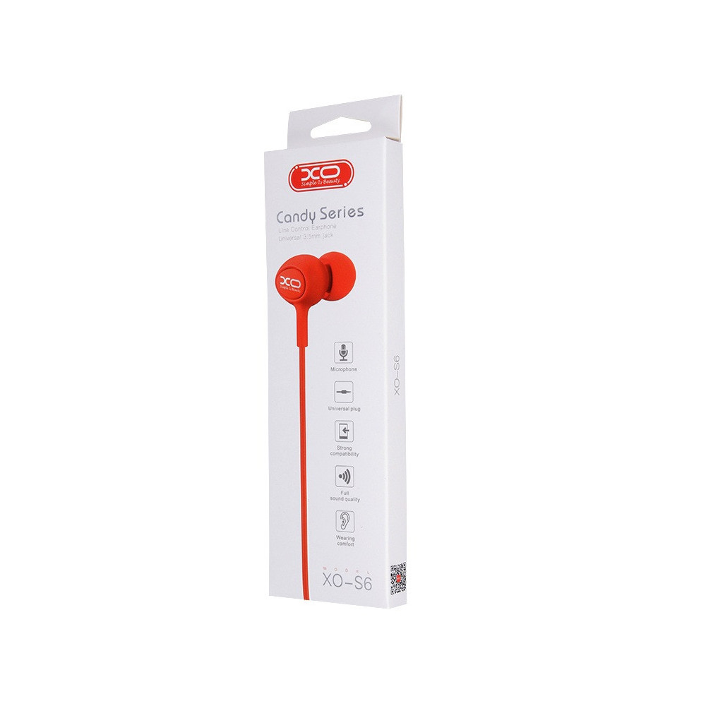 Écouteurs filaires XO S6 jack 3,5 mm rouge
