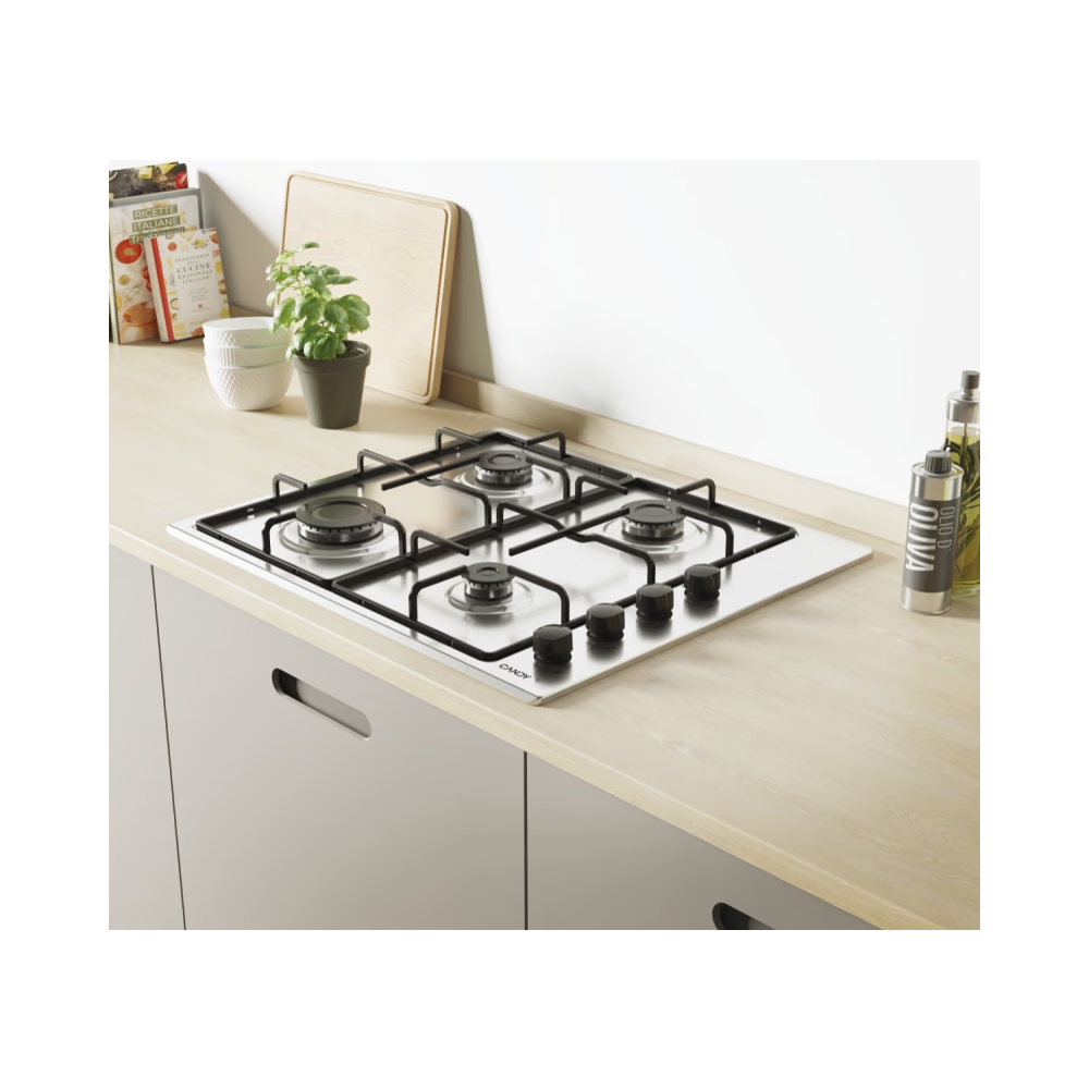 Plaque de Cuisson Encastrable CANDY 4 Feux 60 cm / Inox / CHW6LBX-4U2