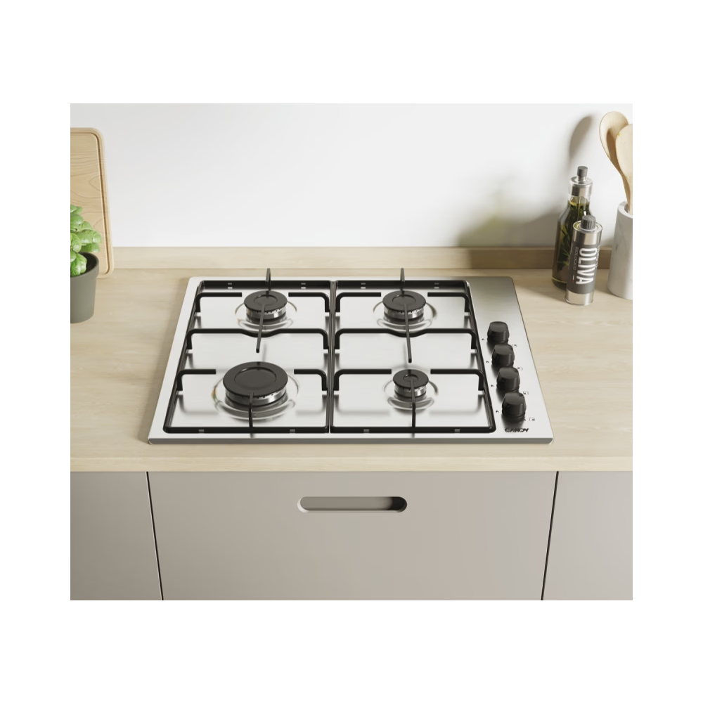 Plaque de Cuisson Encastrable CANDY 4 Feux 60 cm / Inox / CHW6LBX-4U2