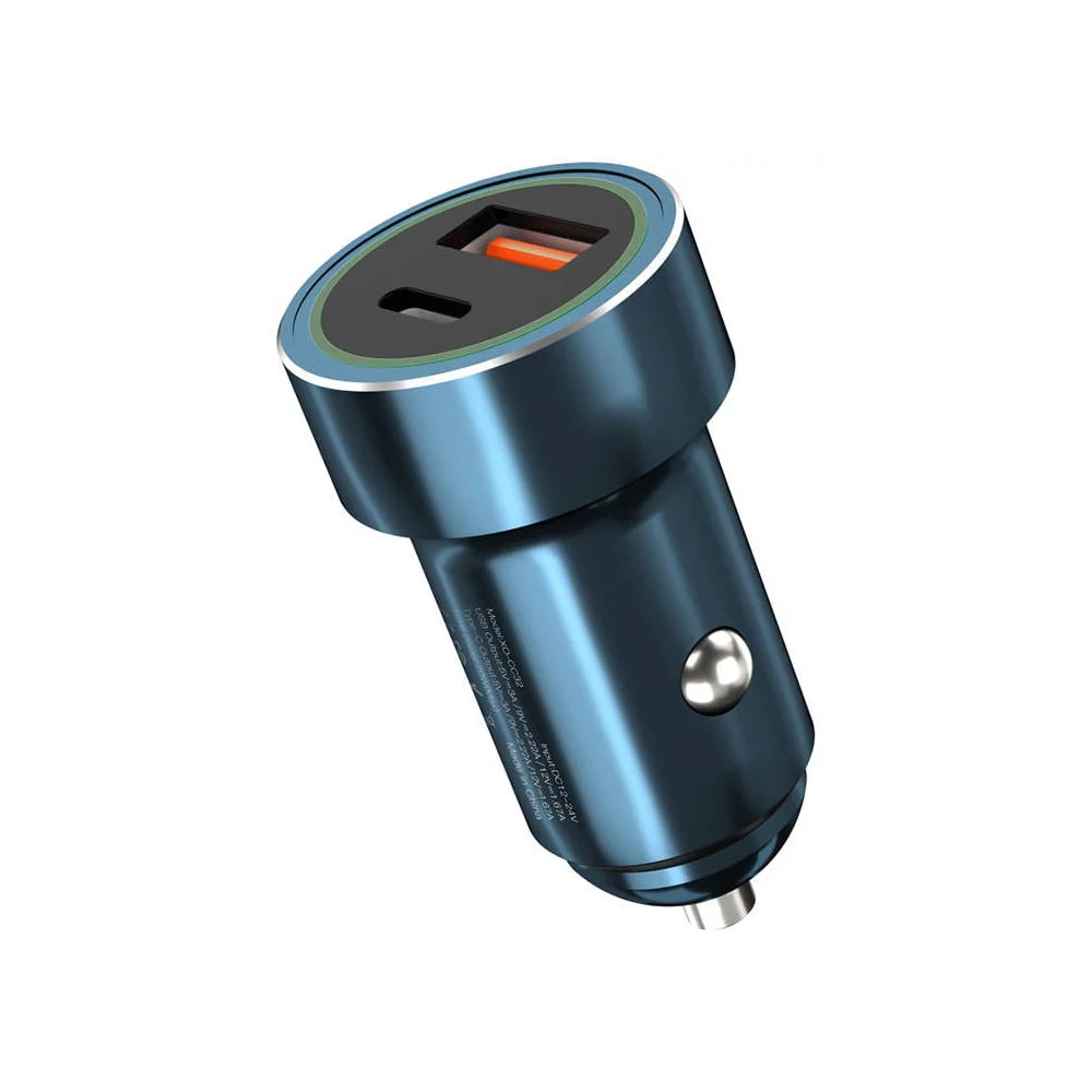 Chargeur de voiture XO CC32 PD QC 3.0 20W 1X USB 1x USB-C bleu