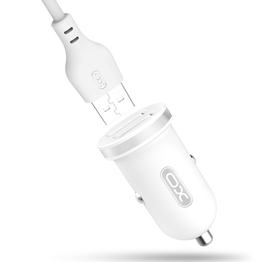 Chargeur voiture XO TZ08 2x USB 2.1A blanc + câble Lightning