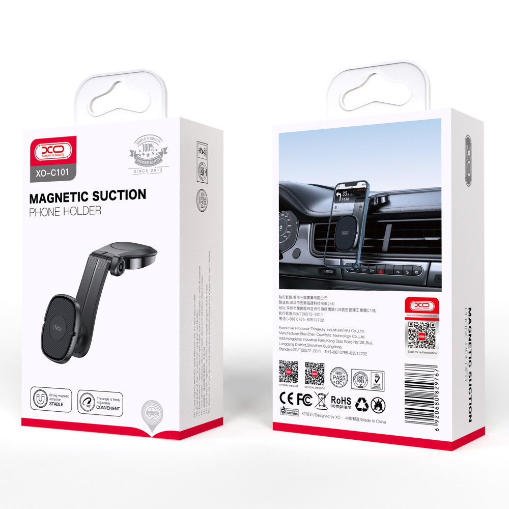 Support voiture XO C101 aimant noir collé