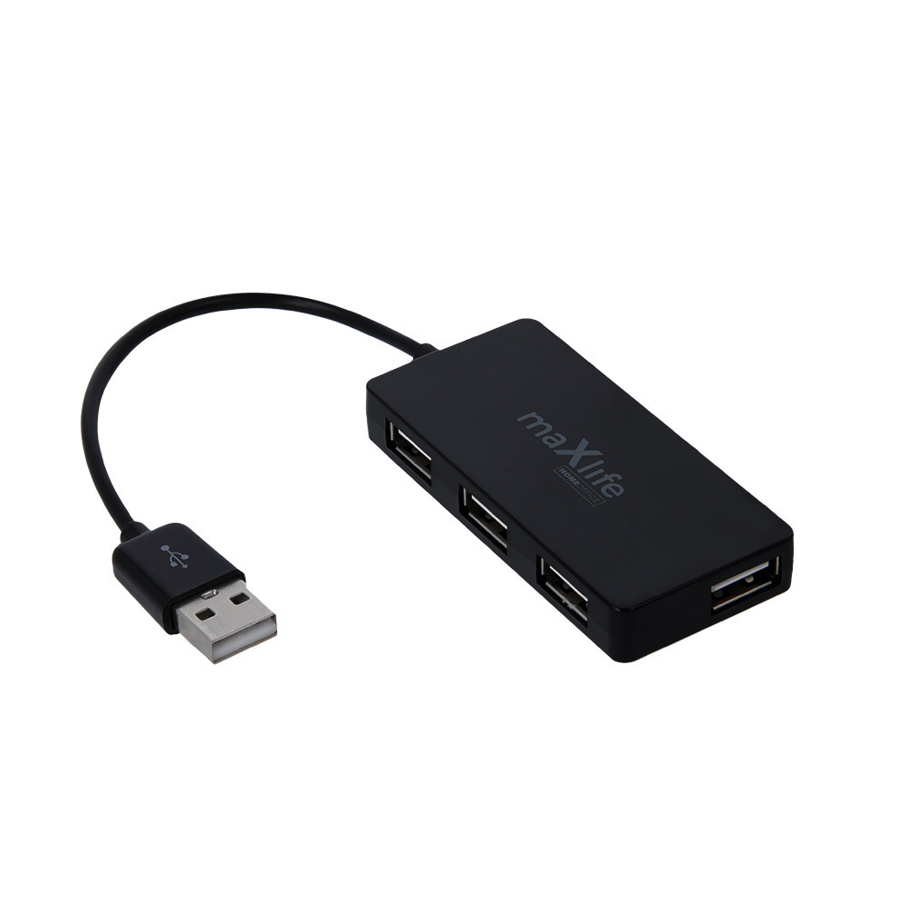Hub USB Maxlife Home Office USB 2.0 - 4x USB 0,15 m noir + câble 1,5 m