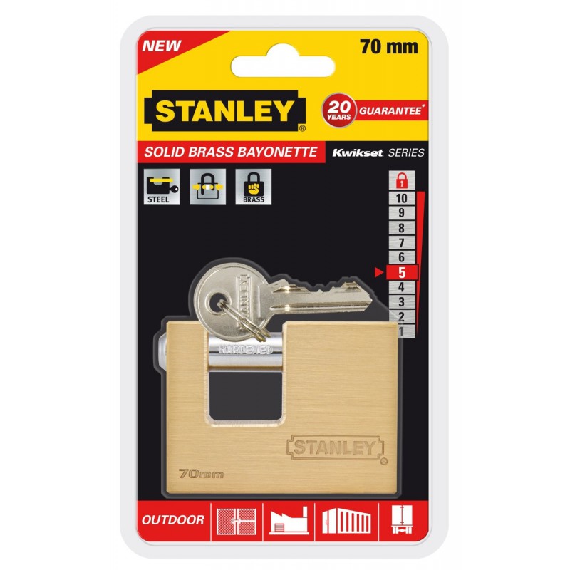 Cadenas à clé baïonnette Stanley / 50mm