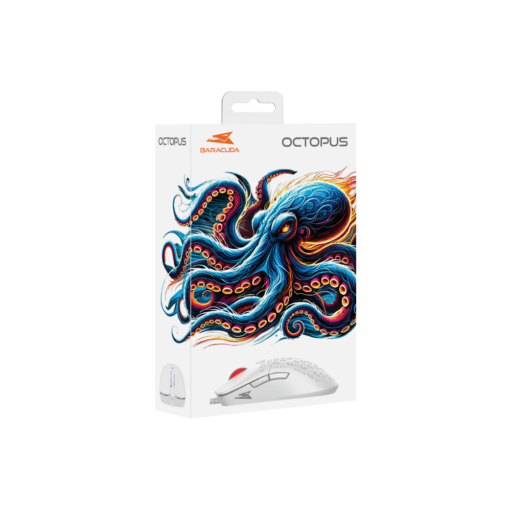 Souris Gamer Filaire BARACUDA OCTOPUS BGM-022 / Blanc