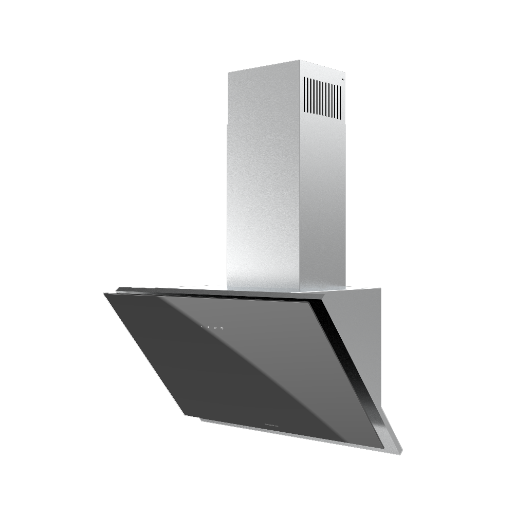 Hotte décorative PREMIUM  60 cm verre noir + inox /  GAIA-60BX