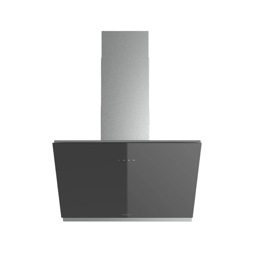 Hotte décorative PREMIUM  60 cm verre noir + inox /  GAIA-60BX