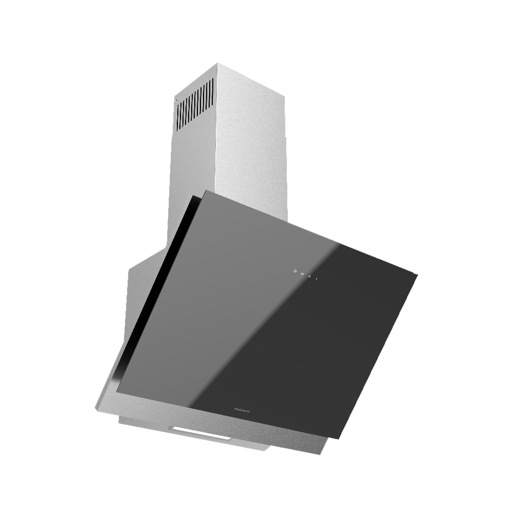Hotte décorative PREMIUM  60 cm verre noir + inox /  GAIA-60BX