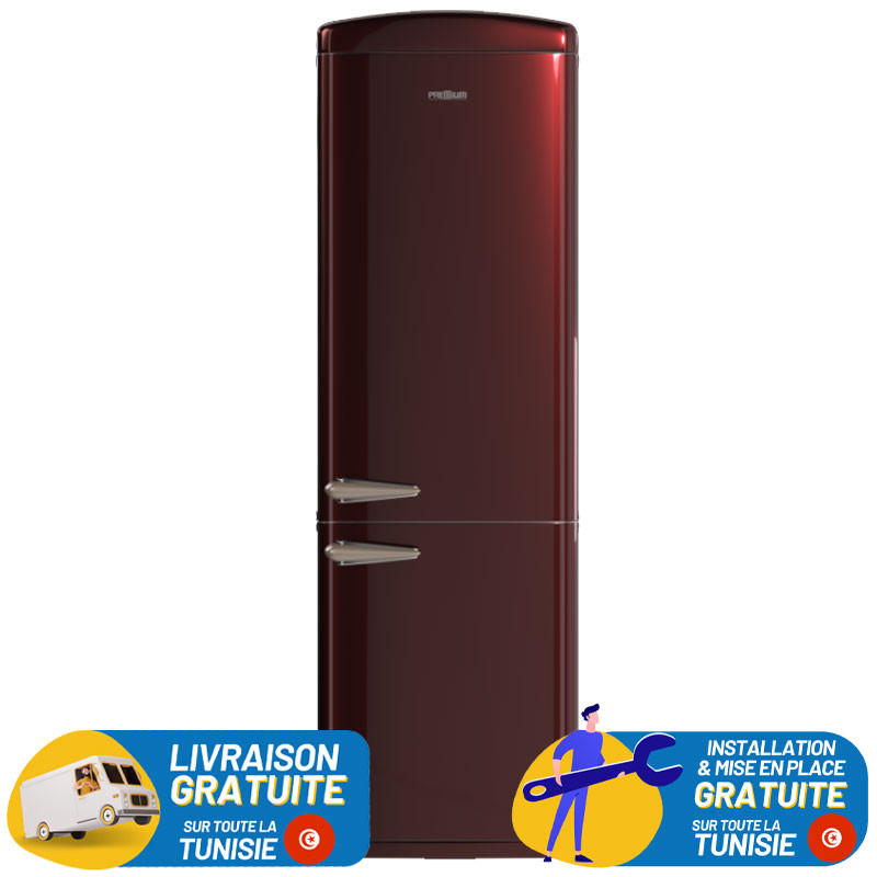 REFRIGERATEUR PREMIUM 327 LITRES RETRO ROUGE BORDEAUX