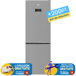 Réfrigérateur Beko Combiné No Frost  341 Litres Avec Afficheur / Silver / B3RCNA400HSX + 200DT Bon de Réduction