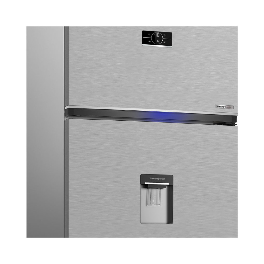 Réfrigérateur BEKO No Frost INVERTER Double Portes / 650 Litres / Silver avec Afficheur et Distributeur