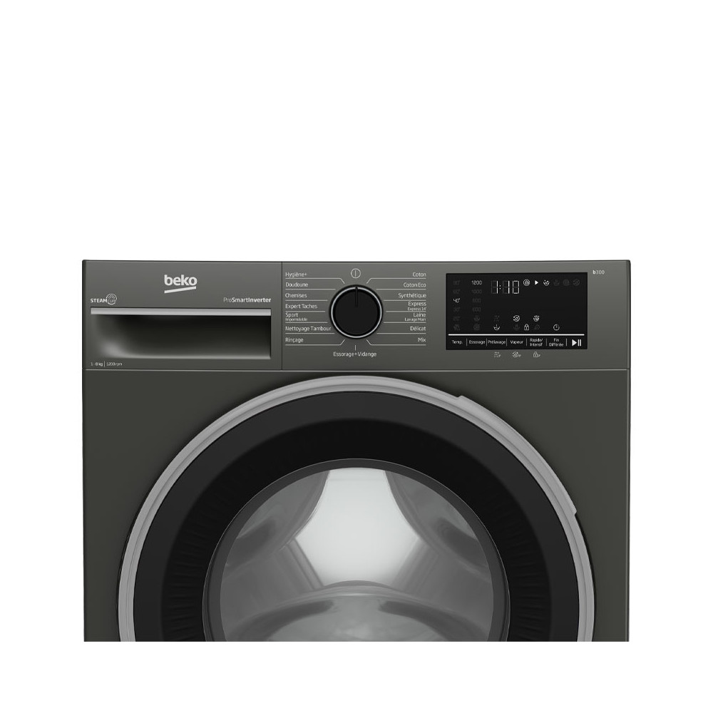 Machine a laver Beko 8kg 1200T à Vapeur INVERTER Gris / B3WFU4822MG / + 100DT Bon de Réduction