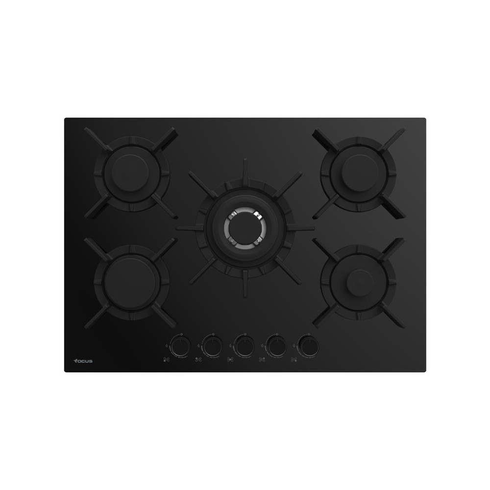 Plaque De Cuisson Focus 5 Feux 70Cm / Noir Avec thermocouple