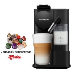 Machine à Café NESPRESSO Lattissima One 1 Litre / 1400 W / Noir + 50 Capsules Nespresso Offertes