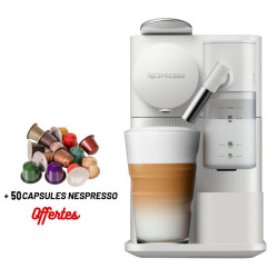 Machine à Café NESPRESSO Lattissima One 1 Litre / 1400 W / Blanc + 50 Capsules Nespresso Offertes