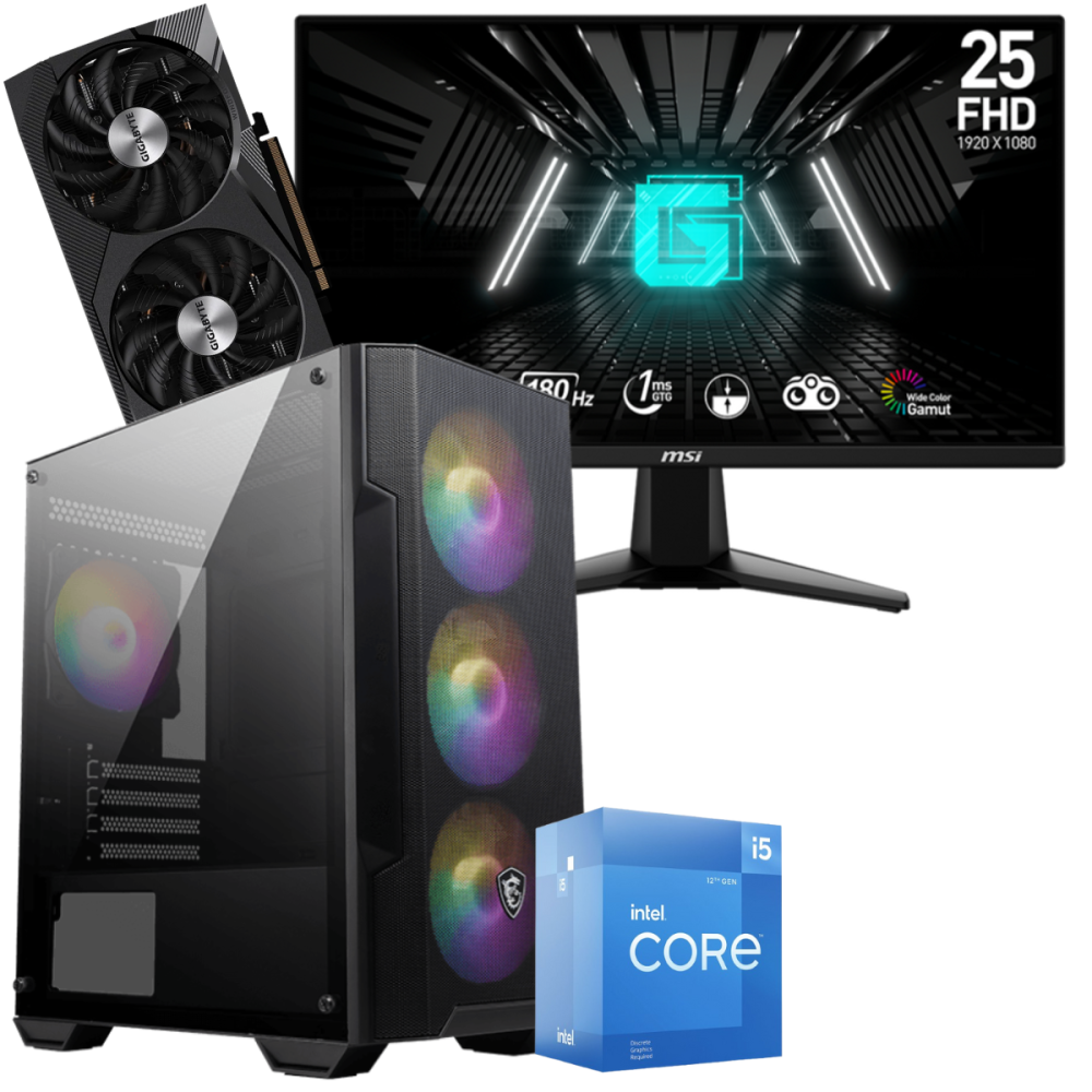 Setup Gamer Special Pc de Bureau Gaming / i5-12400F / RTX 3060 12G / 16 Go Avec Écran MSI 24.5" Full HD IPS 180 Hz