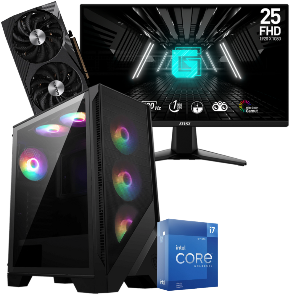 Setup Gamer Special Pc de Bureau Gaming / i7-12700KF / RTX 3060 12G / 32 Go Avec Écran MSI 24.5" Full HD IPS 180 Hz