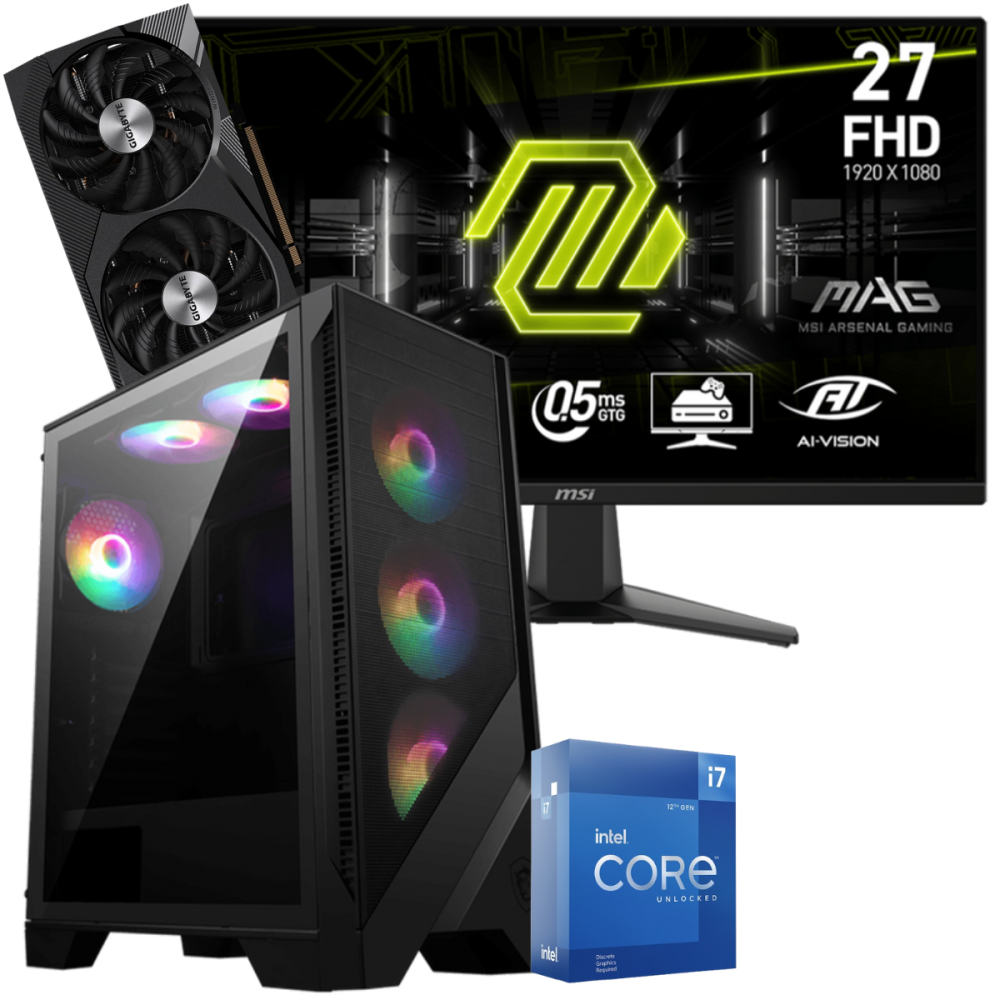 Setup Gamer Special Pc de Bureau Gaming / i7-12700KF / RTX 3060 12G / 32 Go Avec Écran MSI 27" Full HD IPS 180 Hz