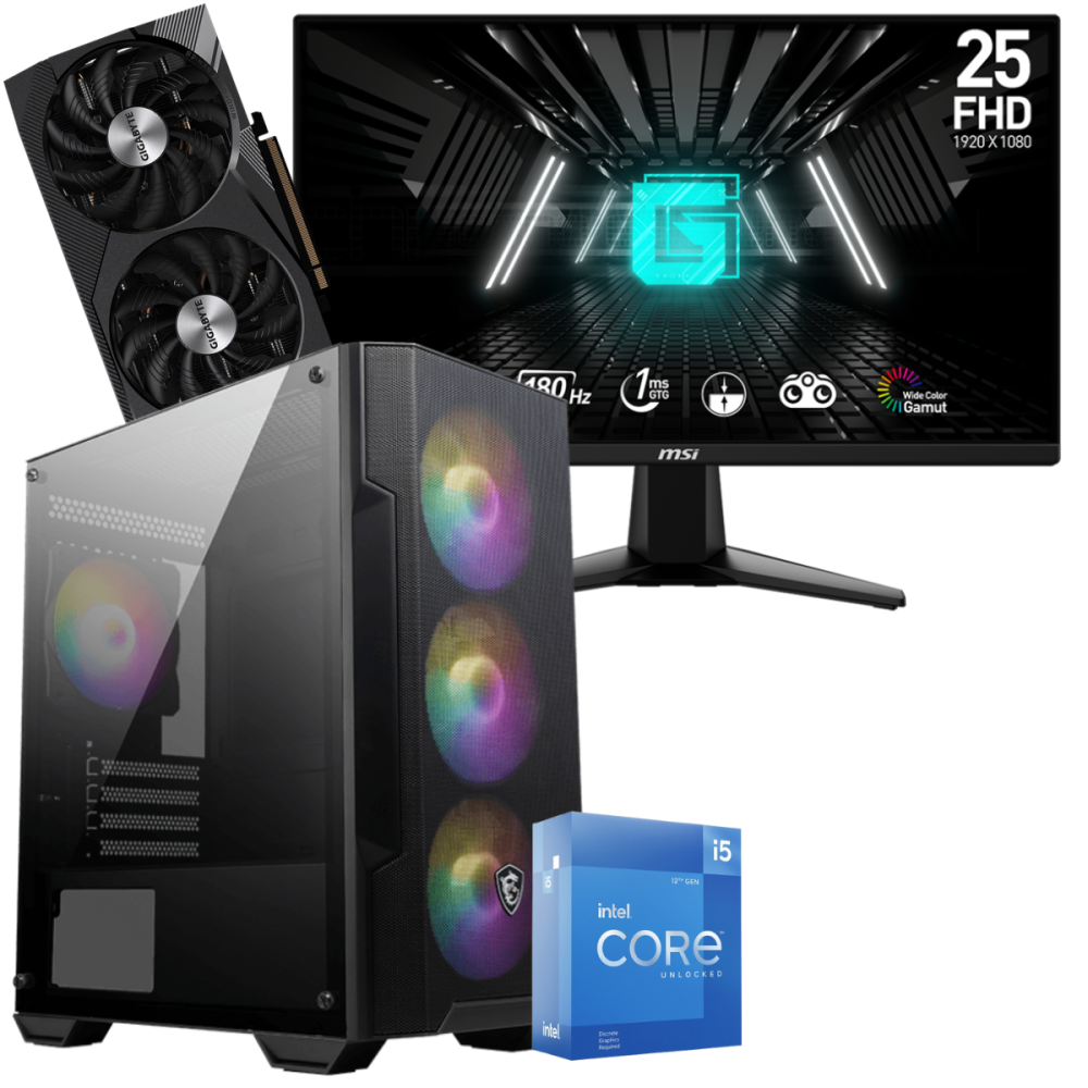 Setup Gamer Special Pc de Bureau Gaming / i5-12600KF / RTX 3060 12G / 32 Go Avec Écran MSI 24.5" Full HD IPS 180 Hz