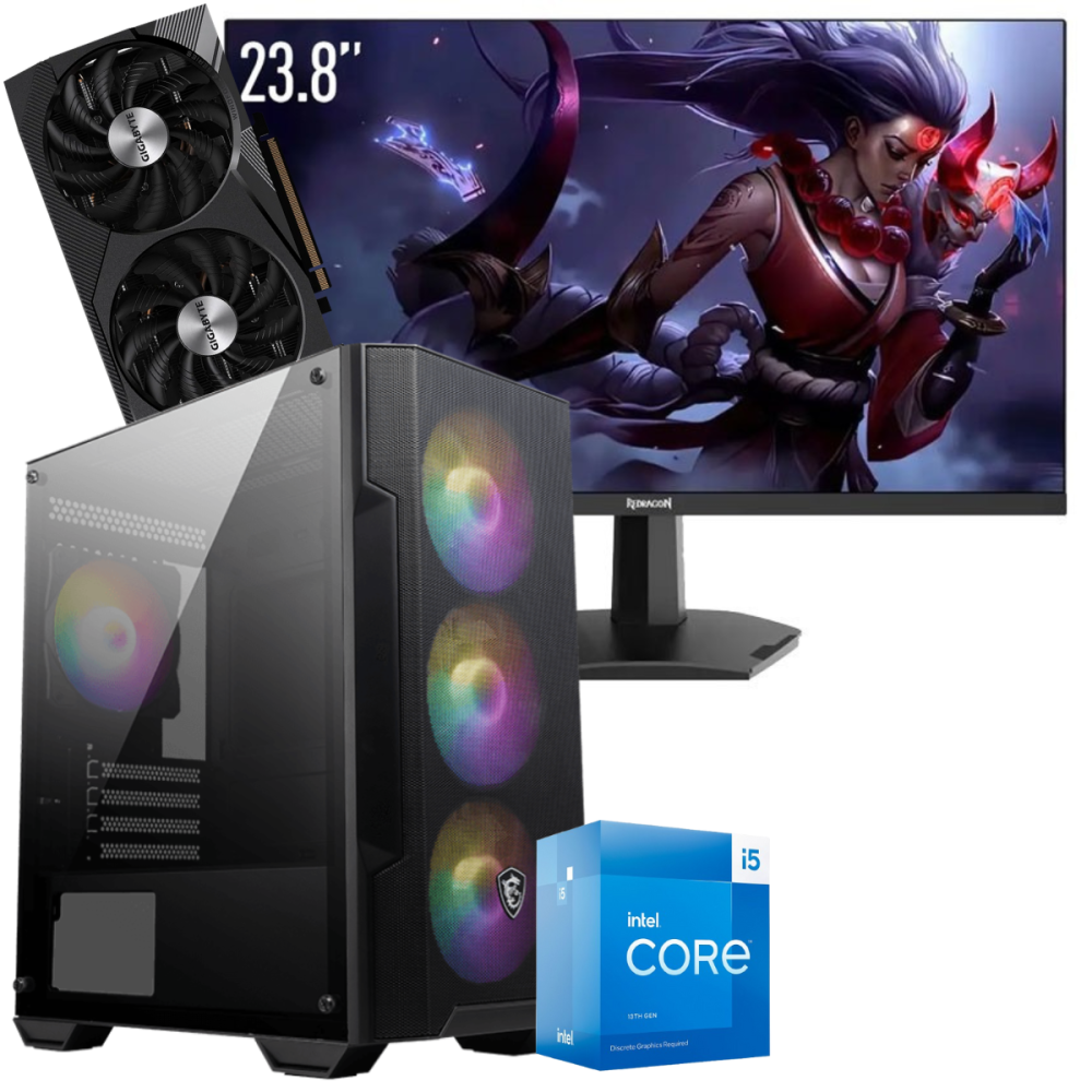Setup Gamer Special Pc de Bureau Gaming / i5-13400F / RTX 3060 12G / 16 Go Avec Écran Redragon 24" Full HD IPS 180 Hz