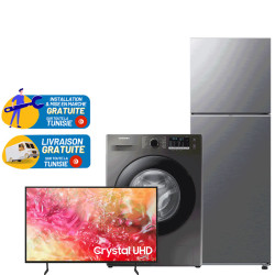 Réfrigérateur Samsung RT35 Silver +Machine à laver SAMSUNG 7KG +TV Samsung 50 4K