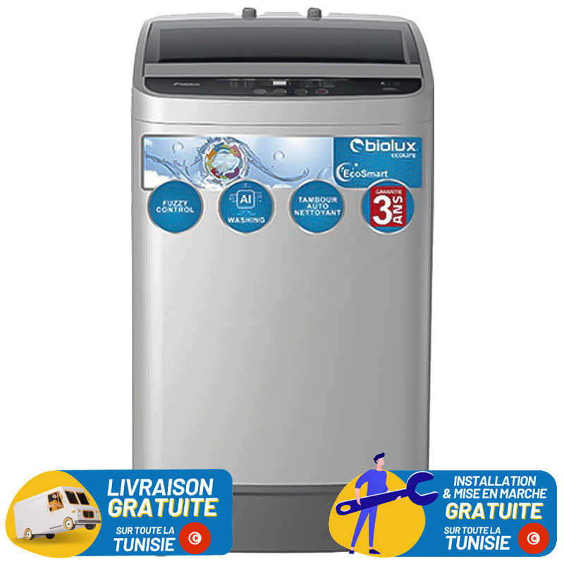 Lave linge Top BIOLUX  / 8 Kg / Silver / MTOP08S