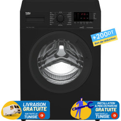 LAVE LINGE BEKO 7KG 1000trs INVERTER / Noir / WUE7612XWW + 200DT Bon de Réduction