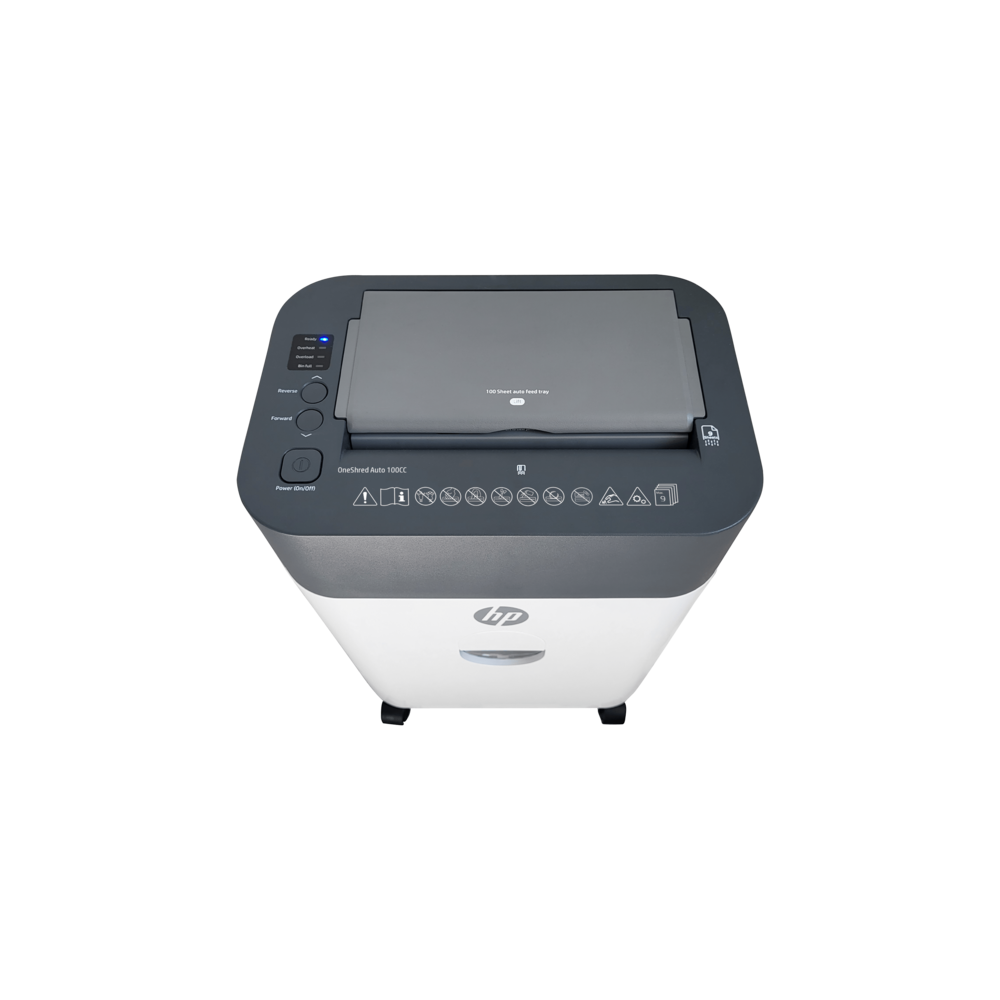 Destructeur de documents HP OneShred Auto 100CC / Coupe croisée / 9 feuilles / 17 Litres