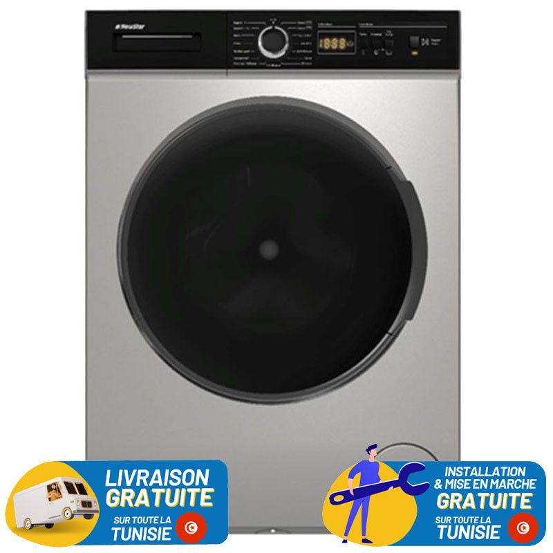 MACHINE A LAVE AUTOMATIQUE NEWSTAR 8KG / BIG DOOR / SILVER / MFA0810DSC